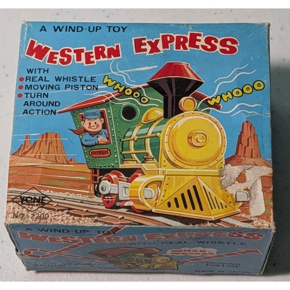 Yone A Western Express Wind Up Train With Box #2200 Made In Japan Works Vintage